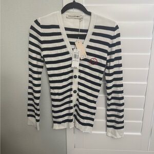 Brand new women’s Striped Black and White Cardigan  size large  Joshua sanders